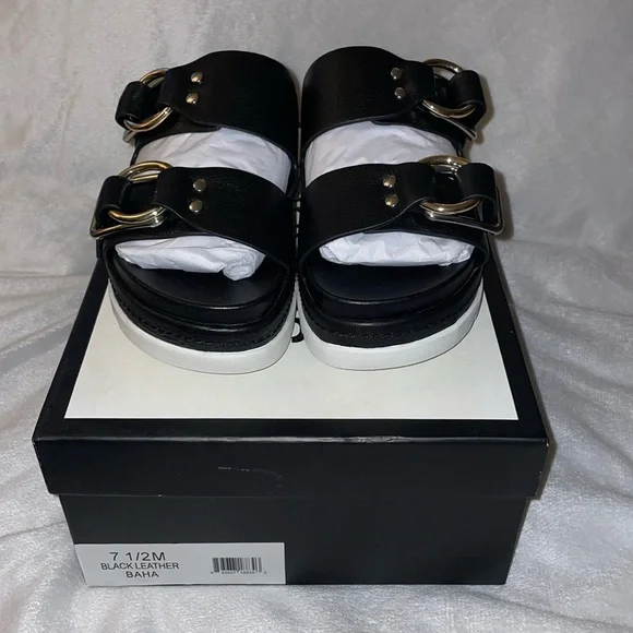 NWT J/SLIDES BAHA Black Leather Sandal - Picture 8 of 16